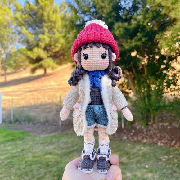 Handmade Luna Scout Winter Girl Crochet Doll 10″ | Amigurumi Snow Explorer Plush - Picture 3 of 8